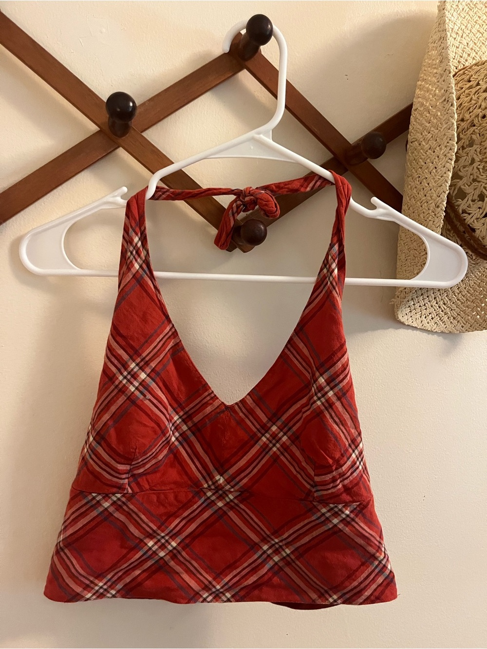 Abercrombie & Fitch Red Plaid Halter Top
